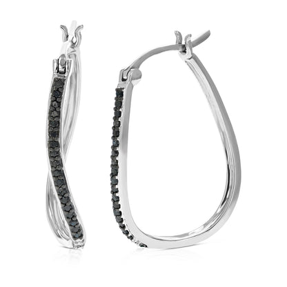 Black Diamond Hoop Earrings