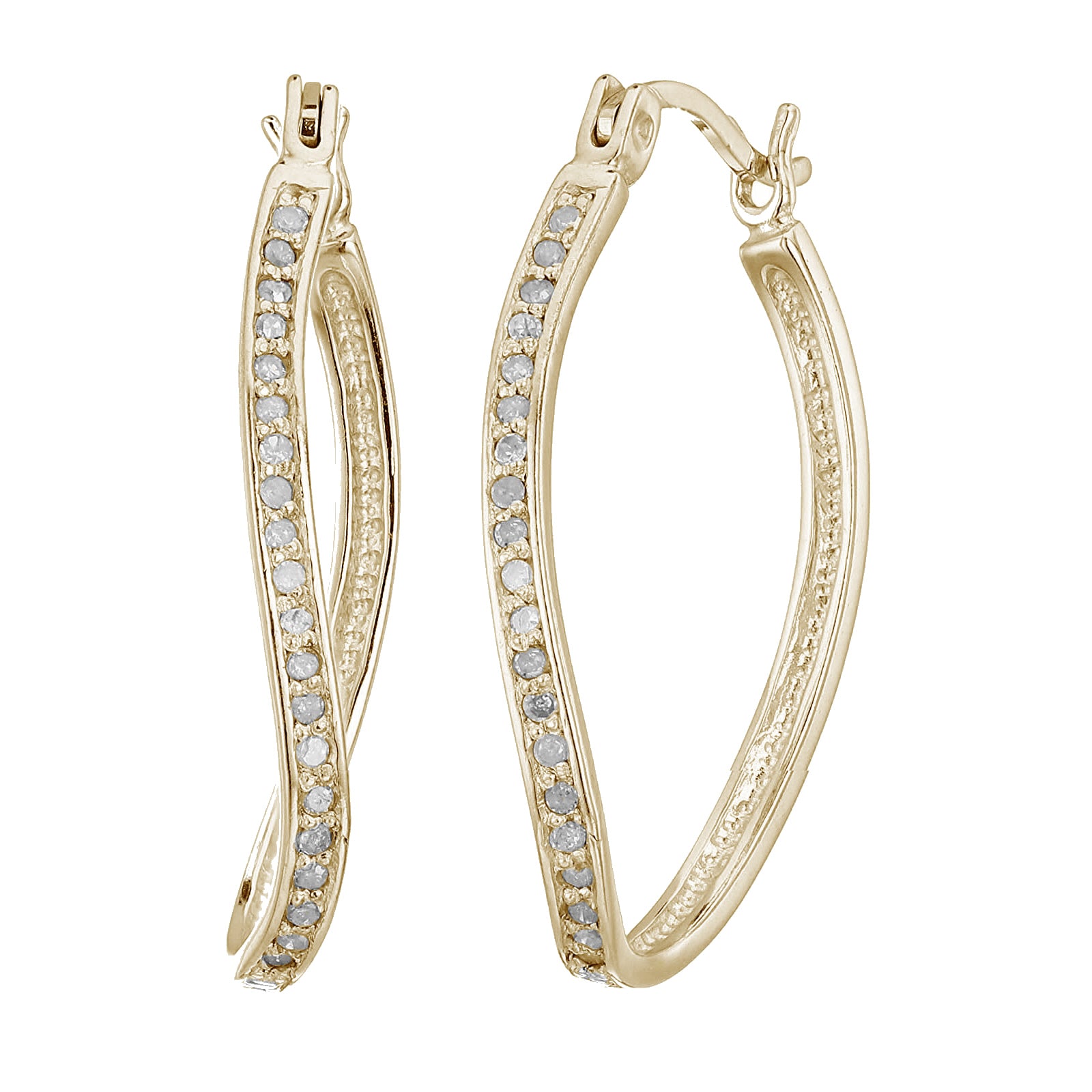 Wave Diamond Hoop Earrings