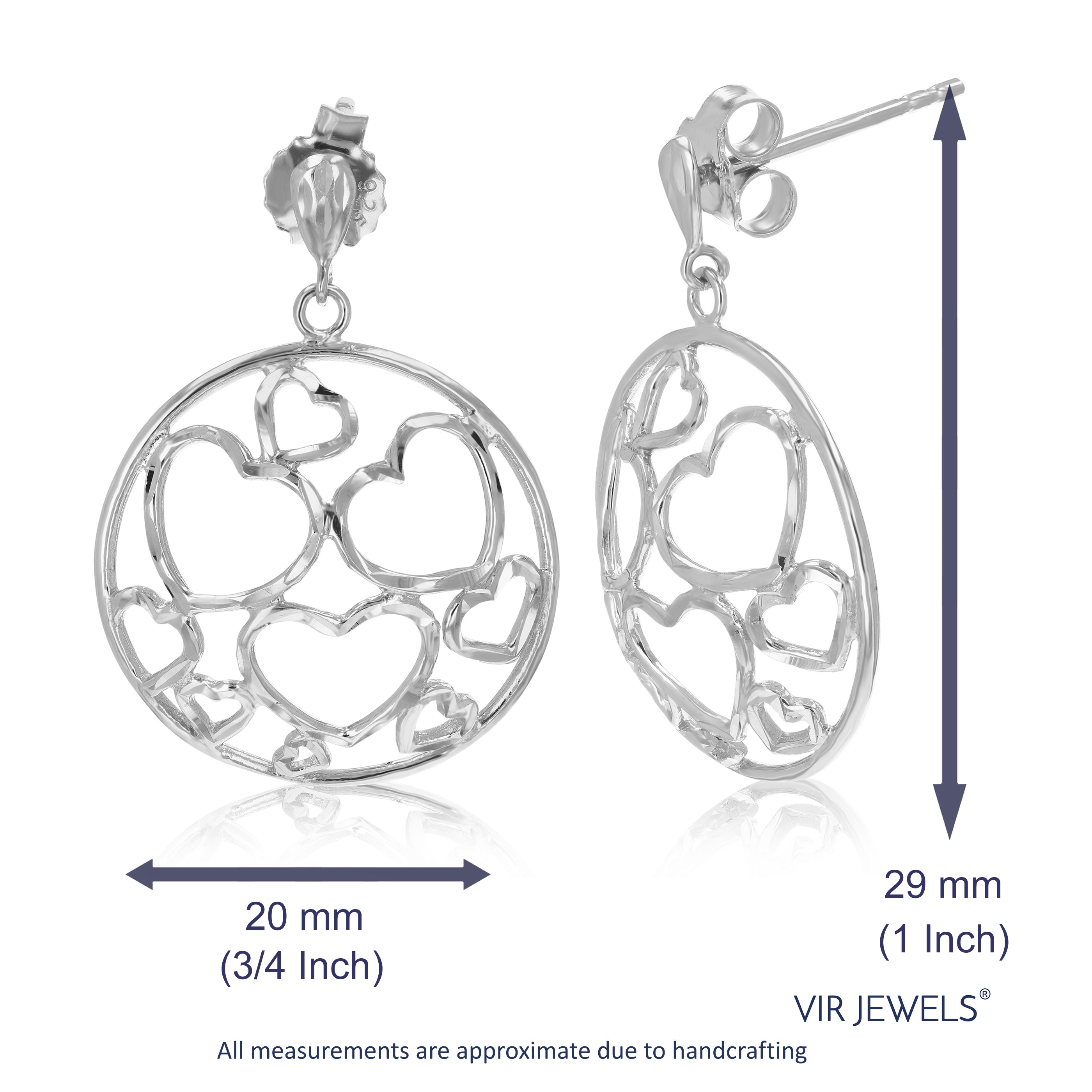 Sterling Silver Circle and Heart Earrings