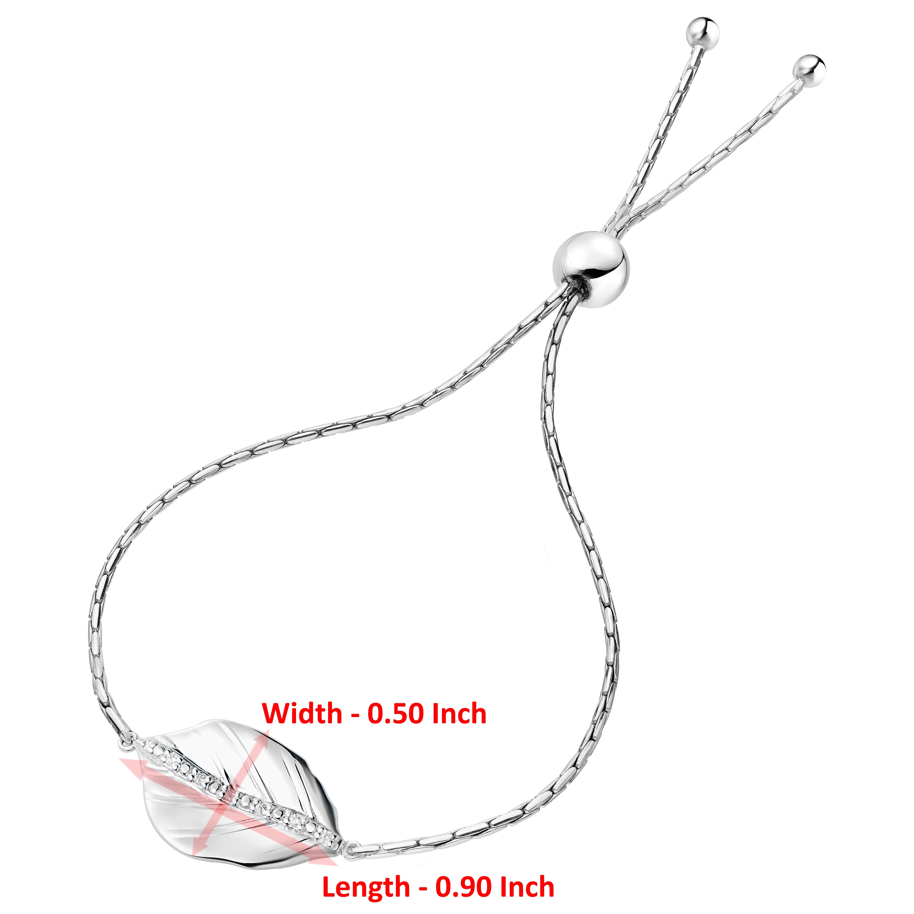 Silver Leaf Diamond Bolo Bracelet