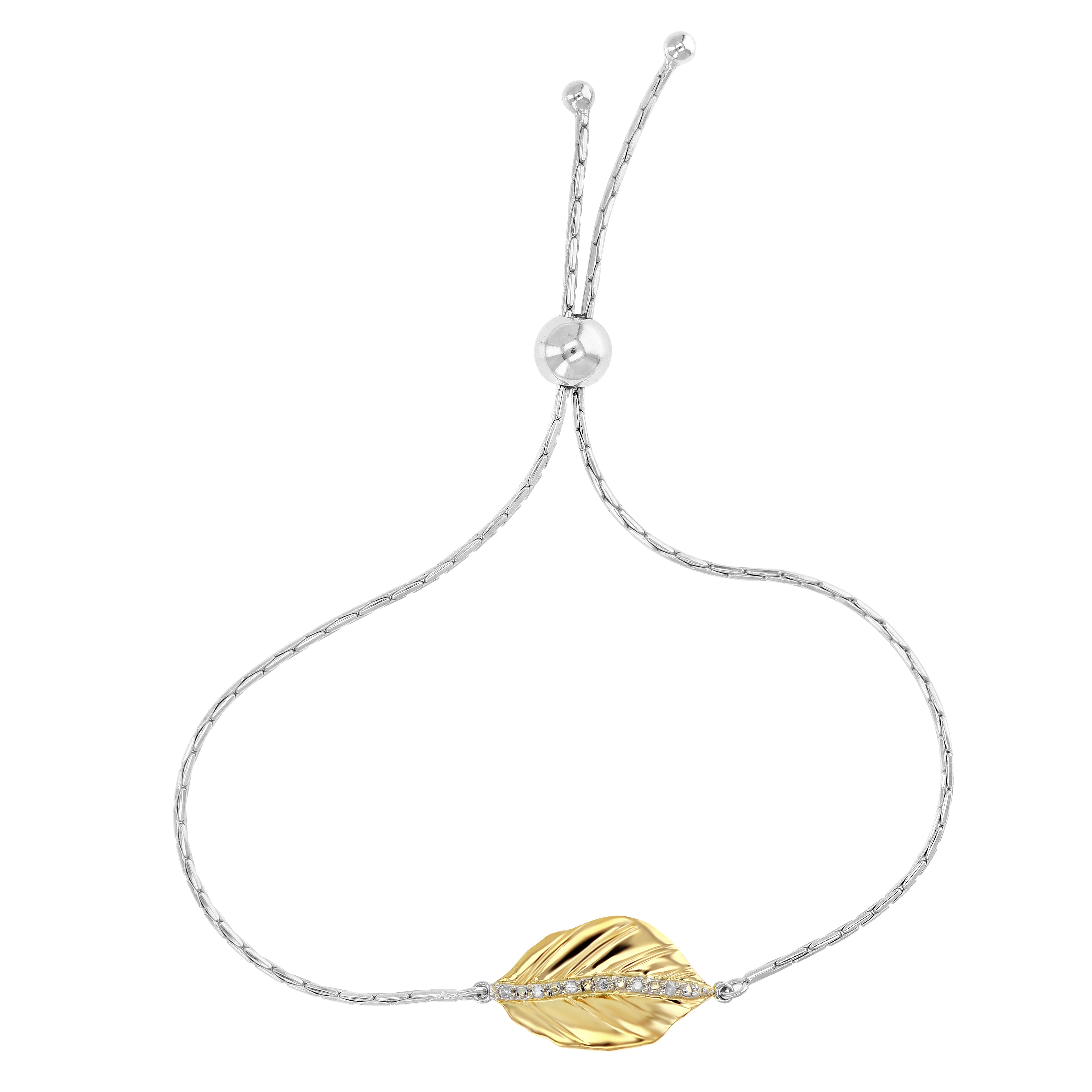 Golden Leaf Diamond Bolo Bracelet