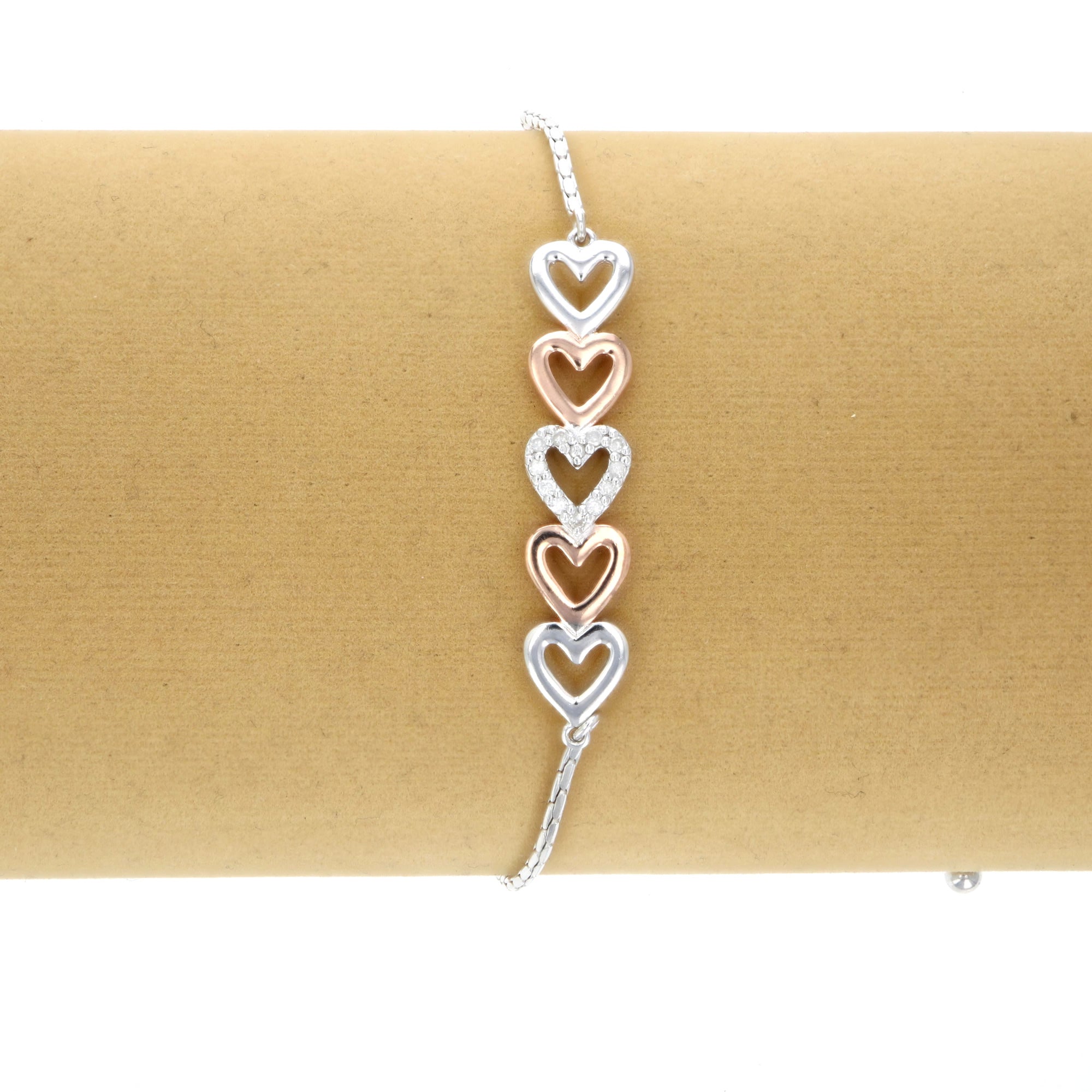 Linked Hearts Diamond Bolo Bracelet