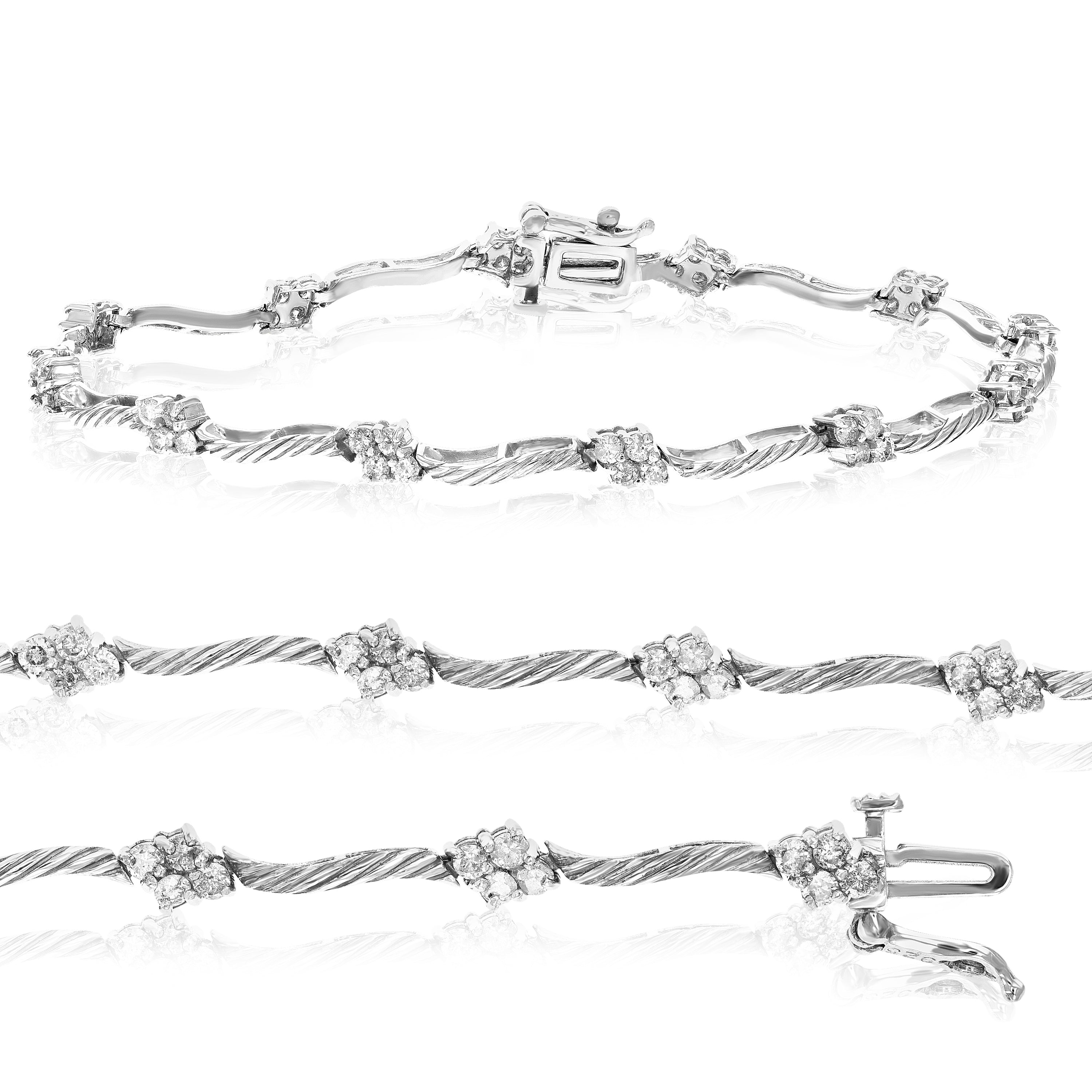 Cluster Station Wave Diamond Bracelet