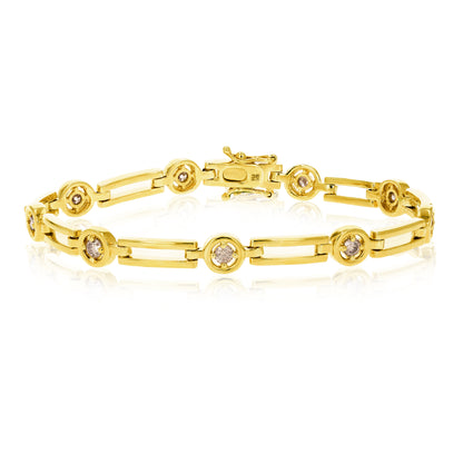 Champagne Diamond Station Link Bracelet