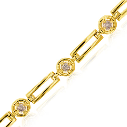 Champagne Diamond Station Link Bracelet