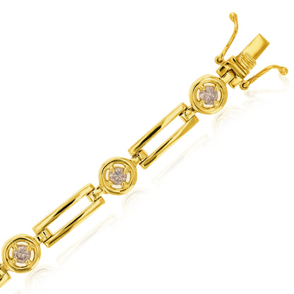 Champagne Diamond Station Link Bracelet