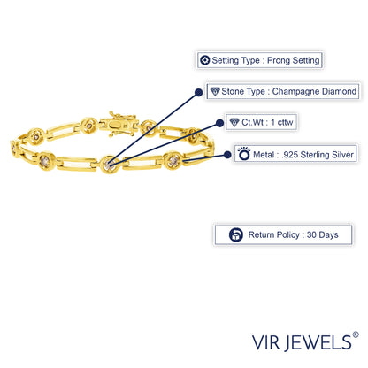 Champagne Diamond Station Link Bracelet