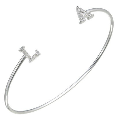 Diamond Cuff Bangle Bracelet in Sterling Silver