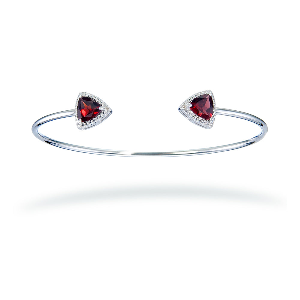 1.80 cttw Garnet Cuff Bangle Bracelet Brass With Rhodium Plating 7 MM Trillion