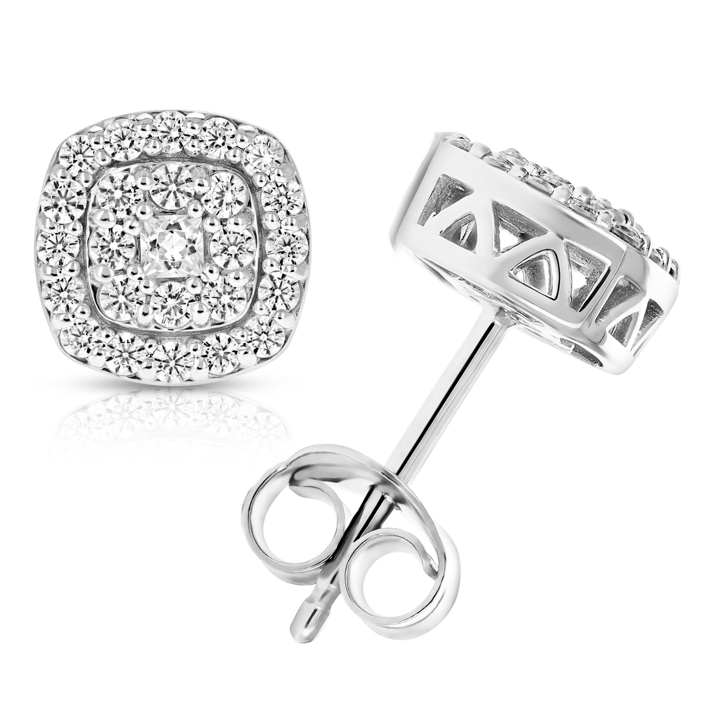 Diamond Stud Cushion Earrings