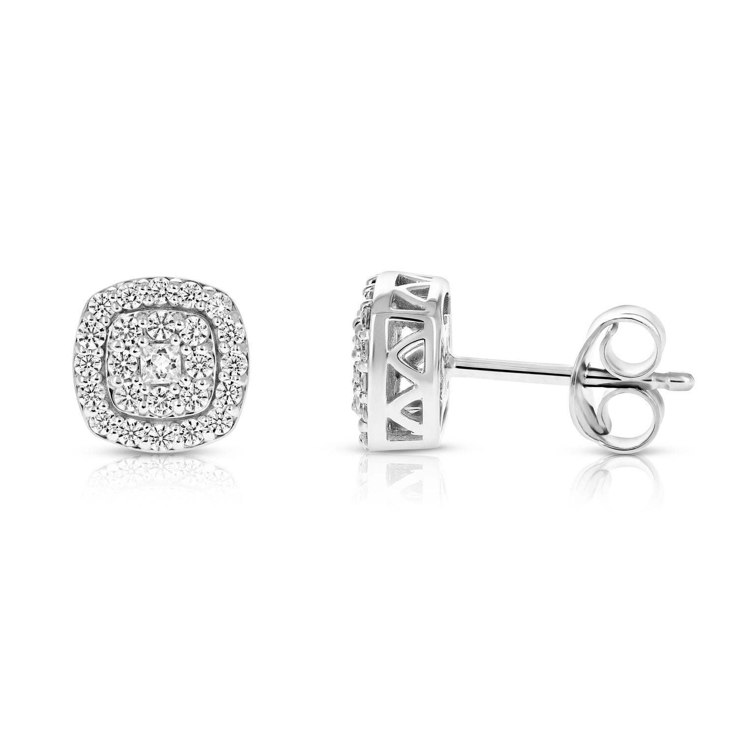 Diamond Stud Cushion Earrings