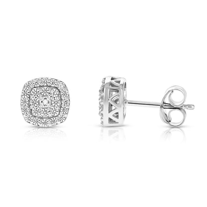 Diamond Stud Cushion Earrings