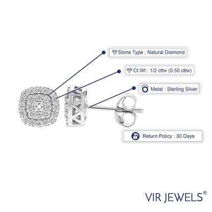 Diamond Stud Cushion Earrings