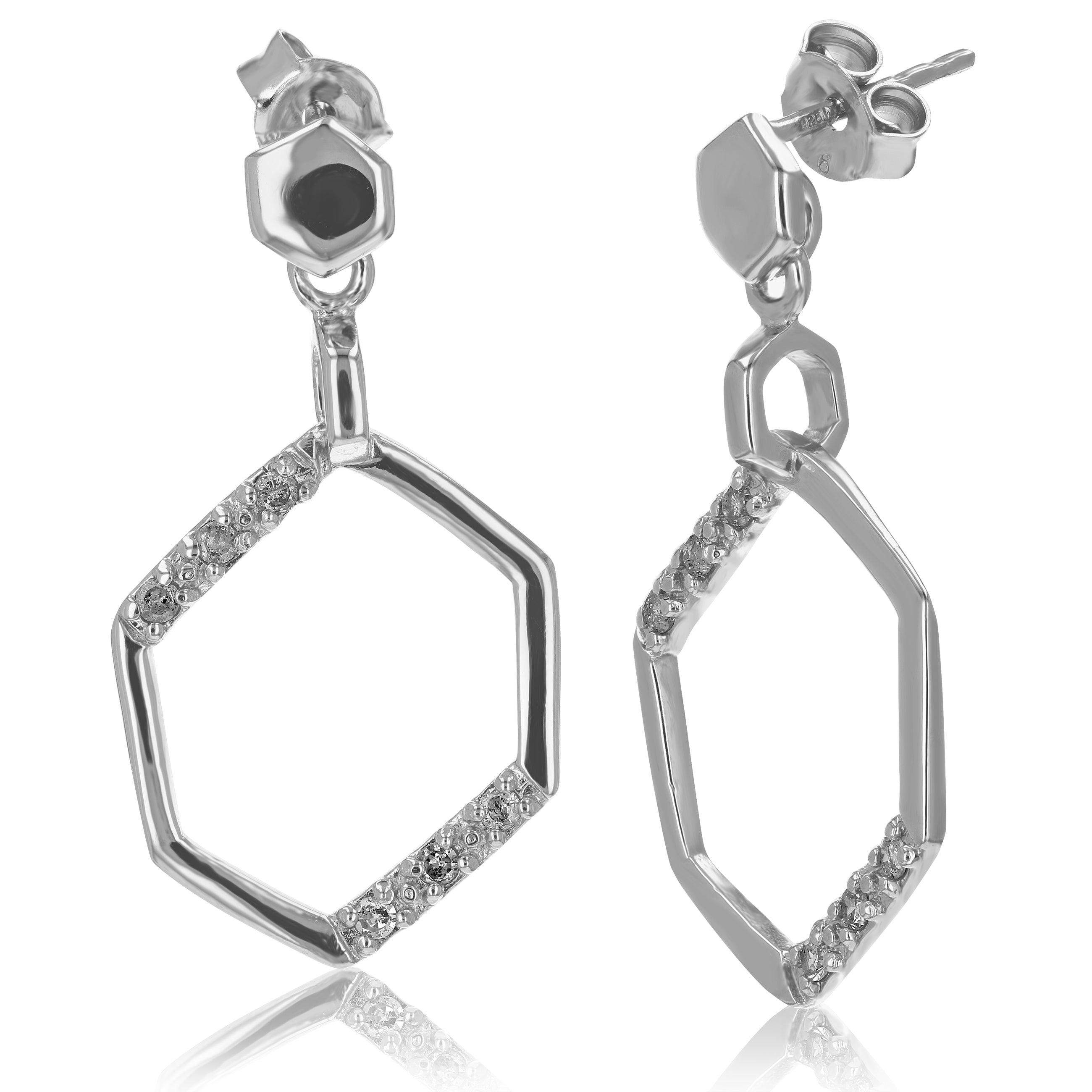 Hexagon Drop Diamond Earrings