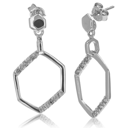 Hexagon Drop Diamond Earrings