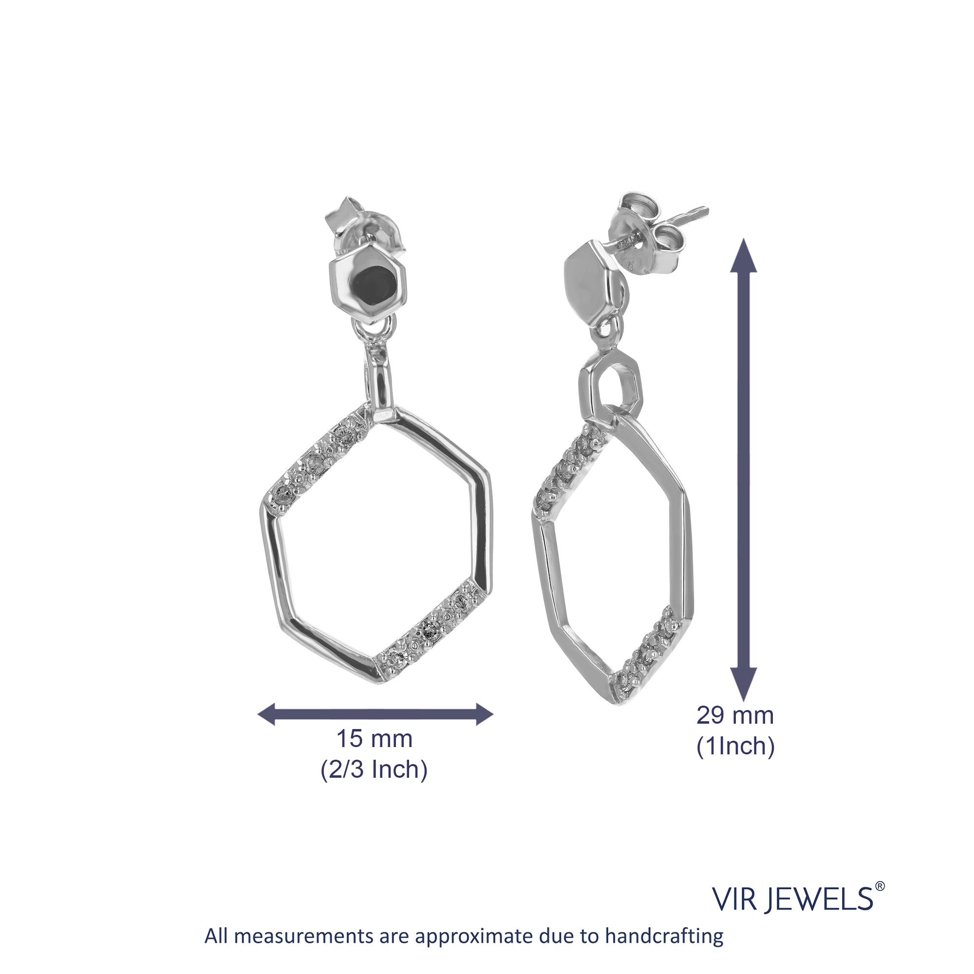 Hexagon Drop Diamond Earrings