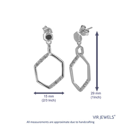 Hexagon Drop Diamond Earrings