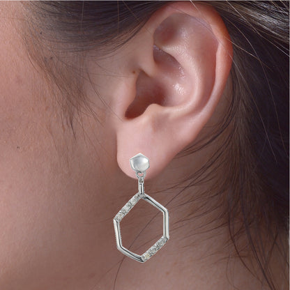 Hexagon Drop Diamond Earrings