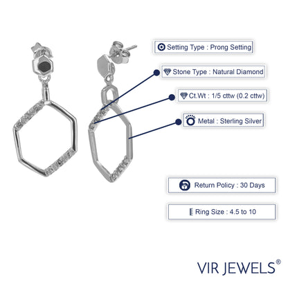 Hexagon Drop Diamond Earrings