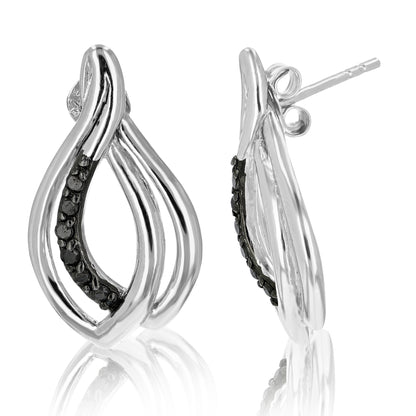 Diamond Twisted Drop Stud Earrings