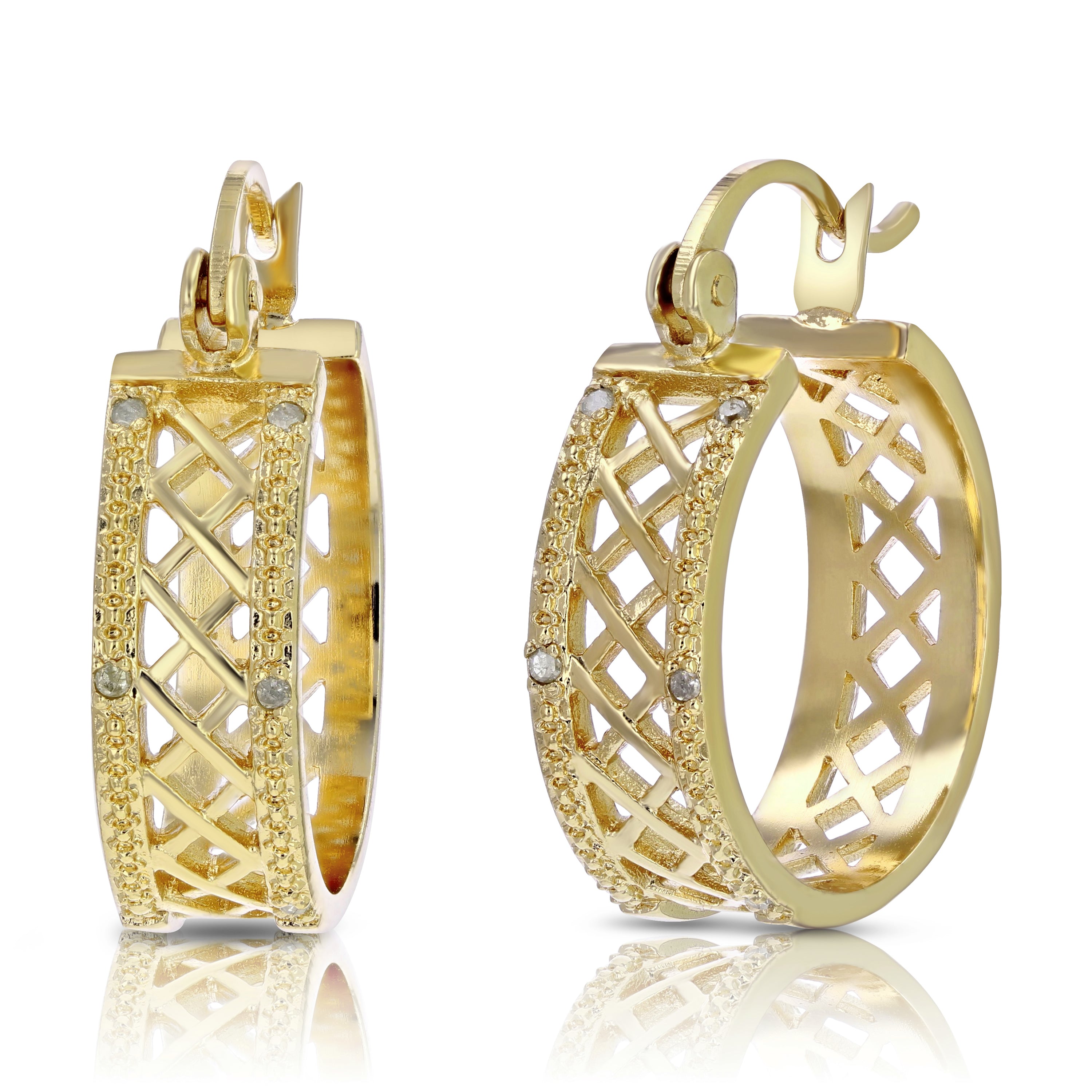 1/20 cttw Diamond Hoop Fashion Earrings in Brass