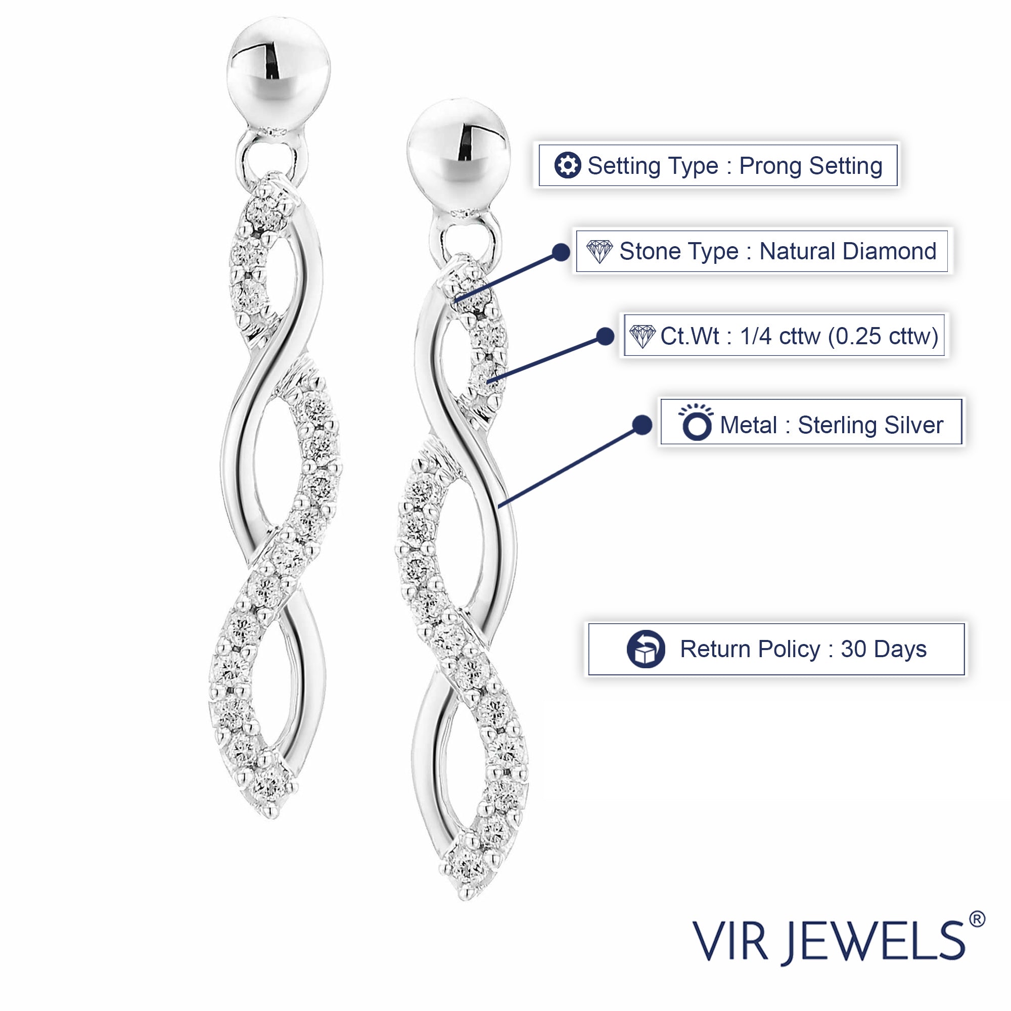 Twisted Infinity Diamond Drop Earrings