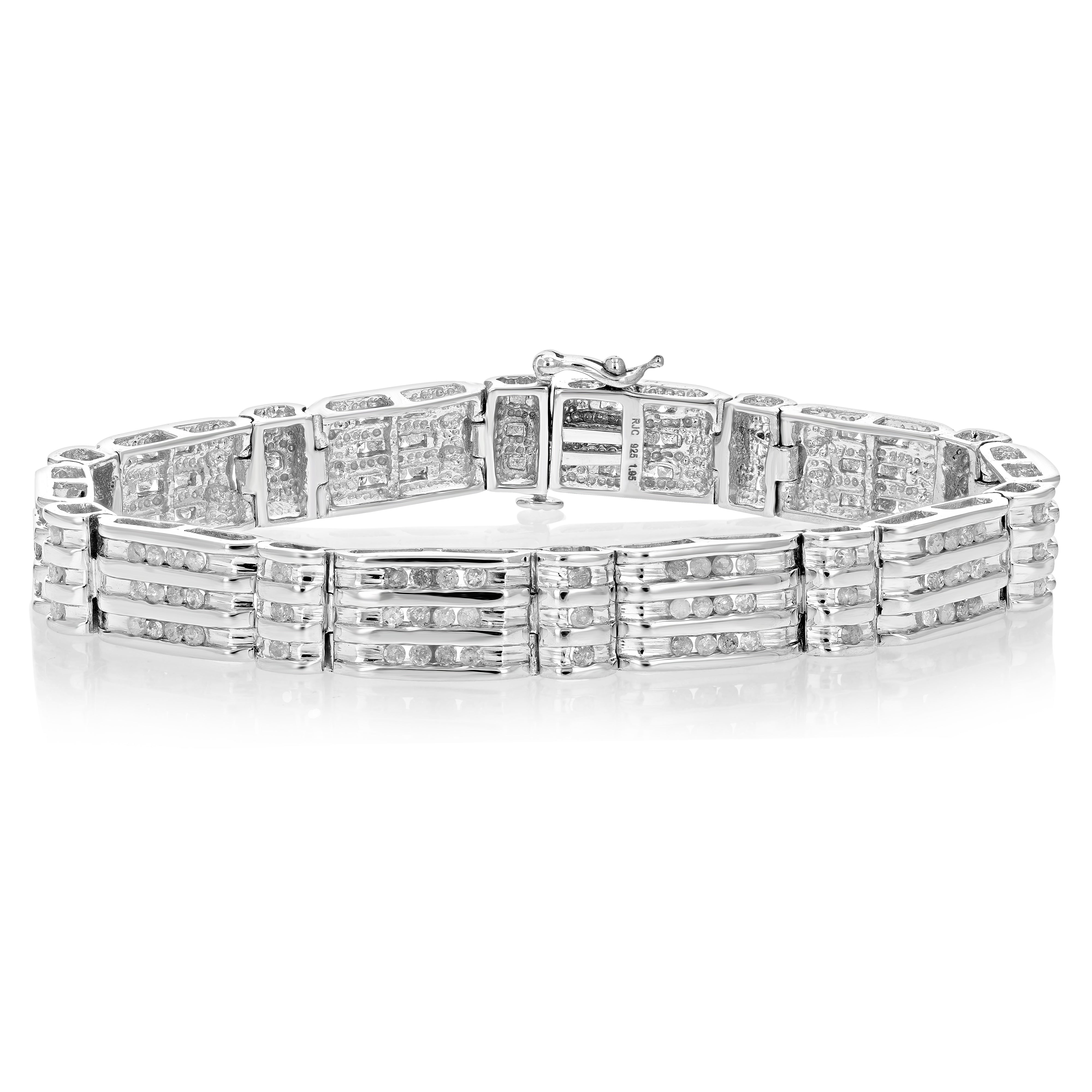 Diamond Three Row Station Men's Bracelet