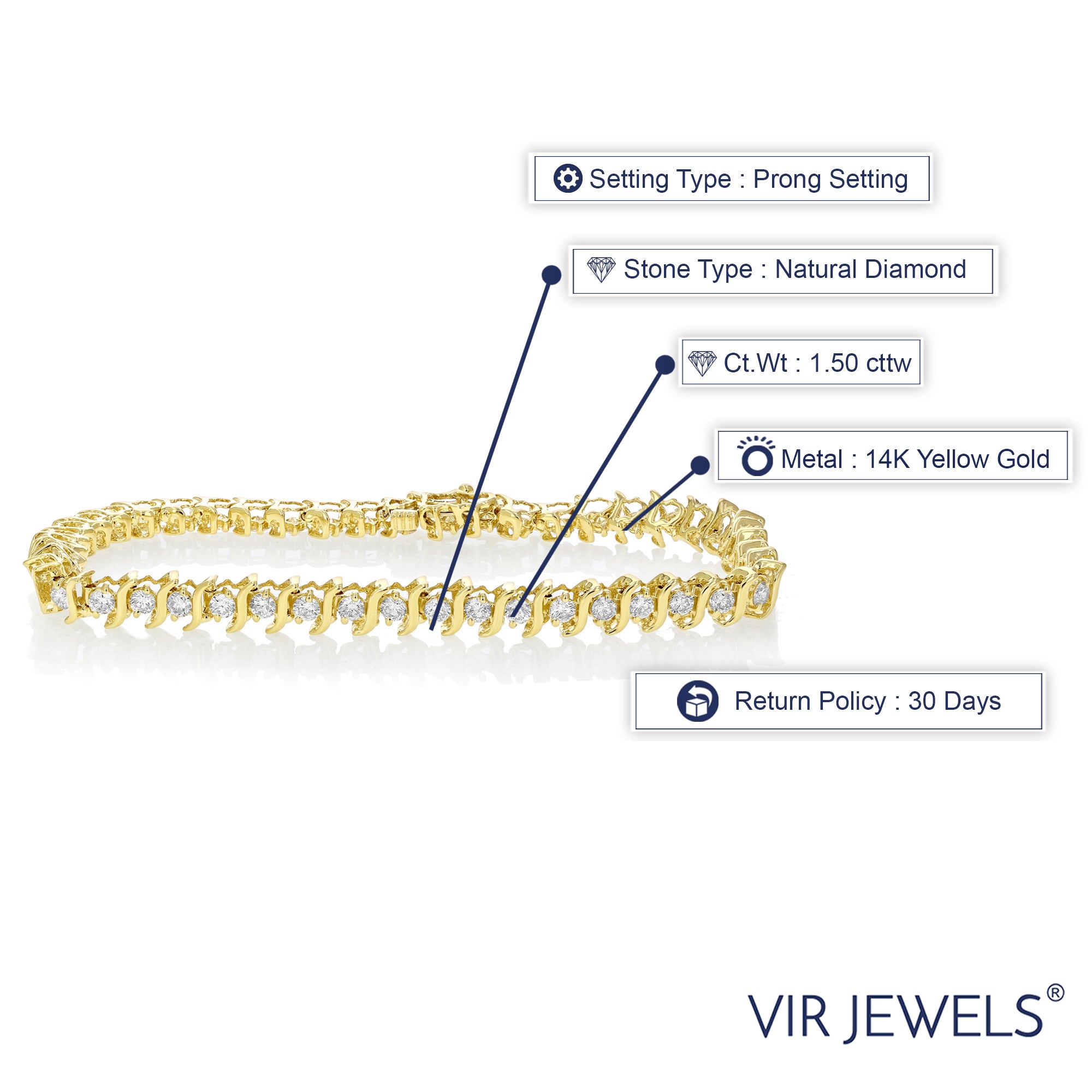 Diamond S Link Tennis Bracelet