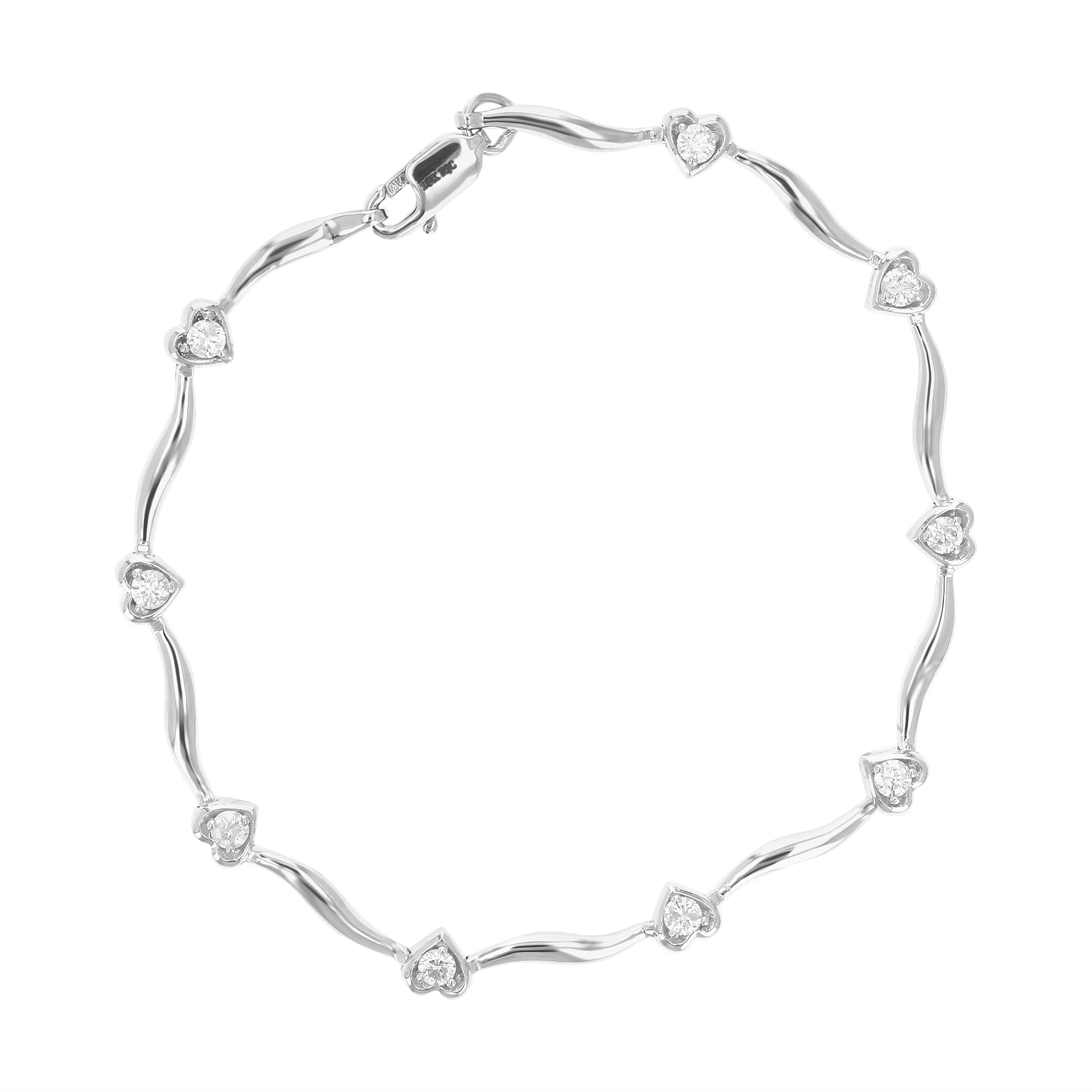 Heart Round Tennis Diamond Bracelet