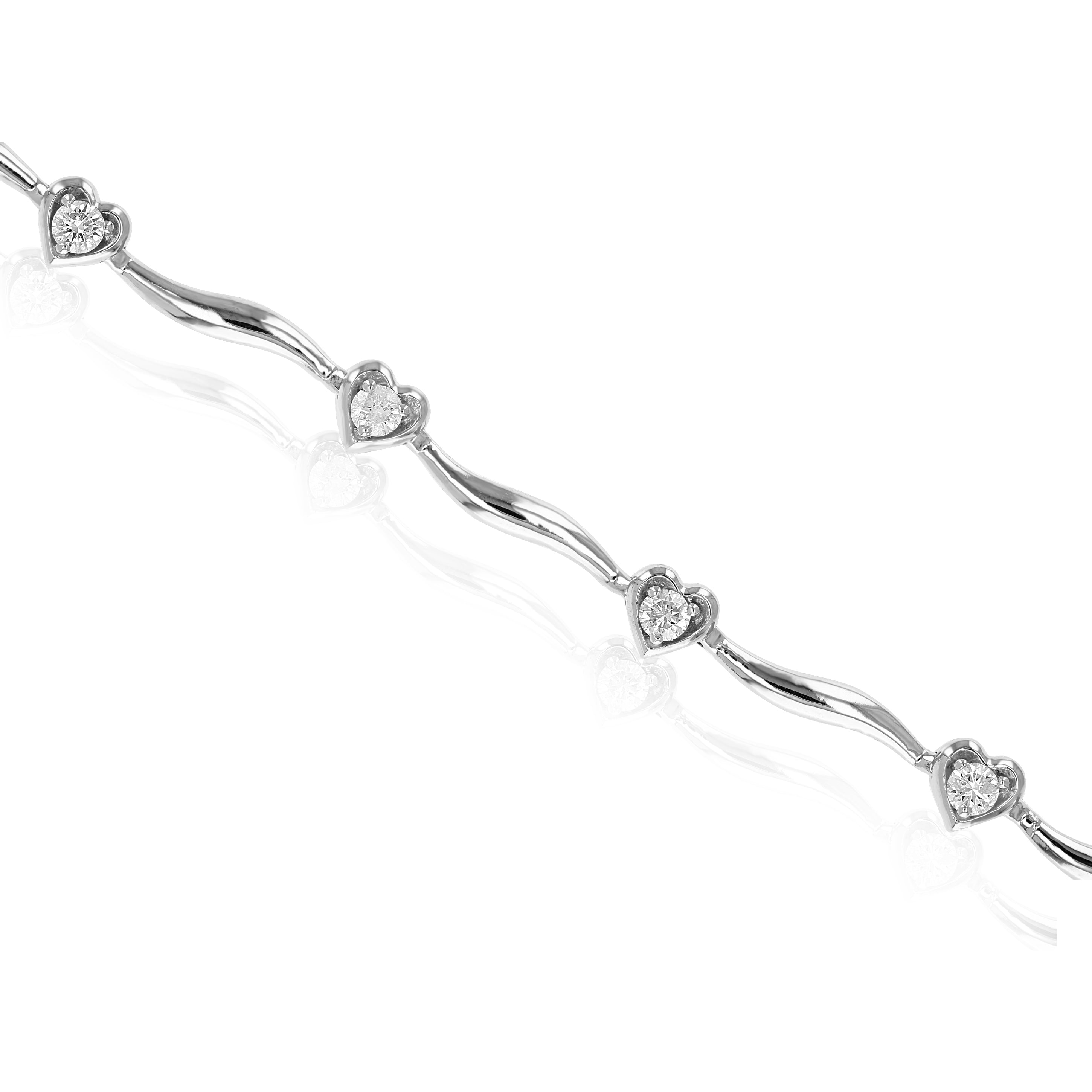 Heart Round Tennis Diamond Bracelet