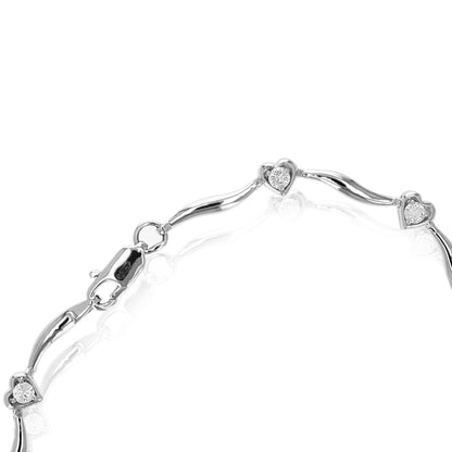 Heart Round Tennis Diamond Bracelet