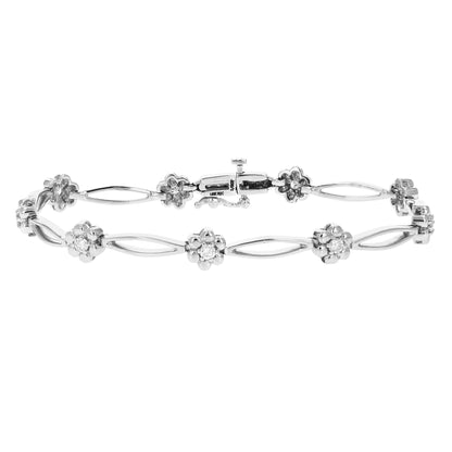 Floral Station Diamond Gold Bracelet