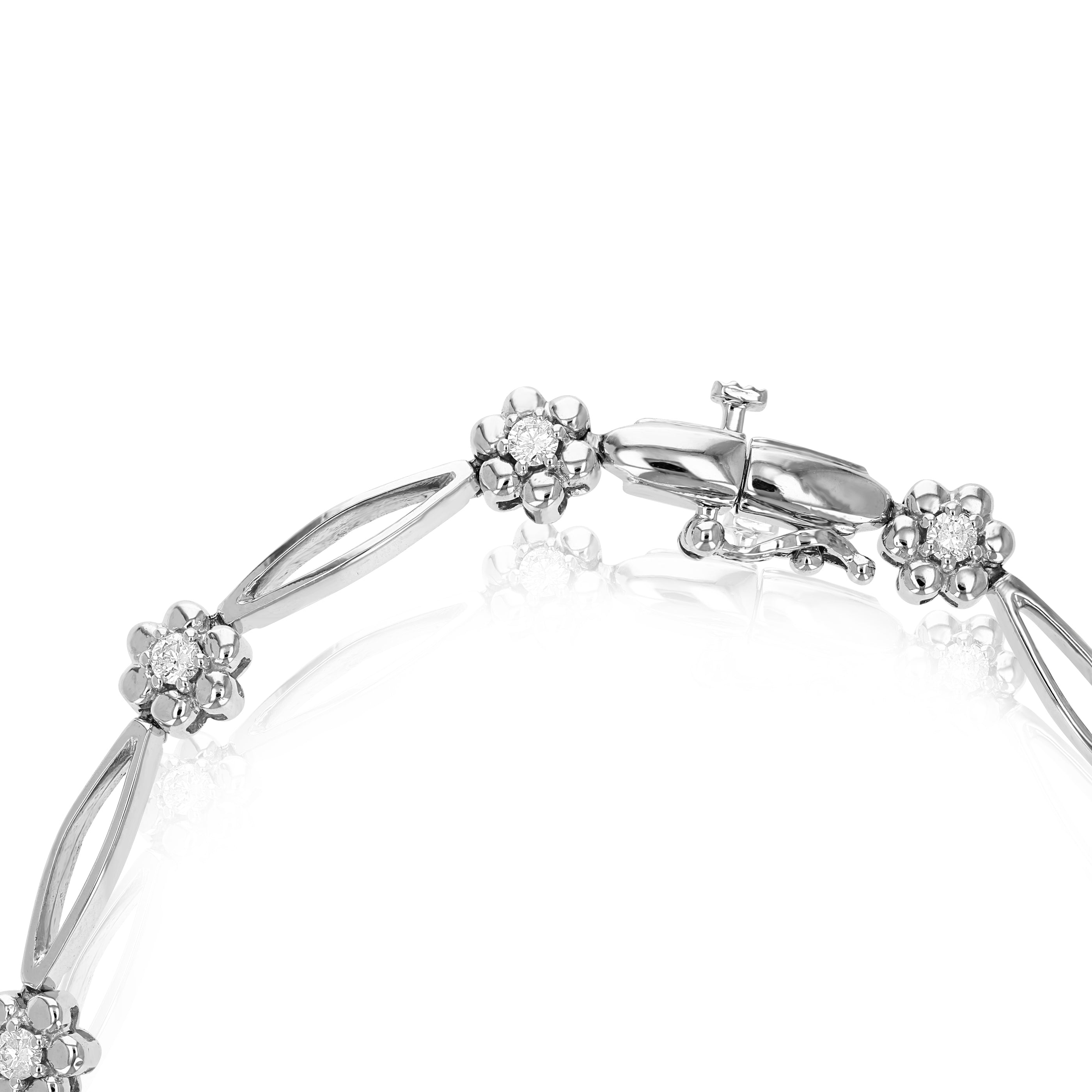 Floral Station Diamond Gold Bracelet