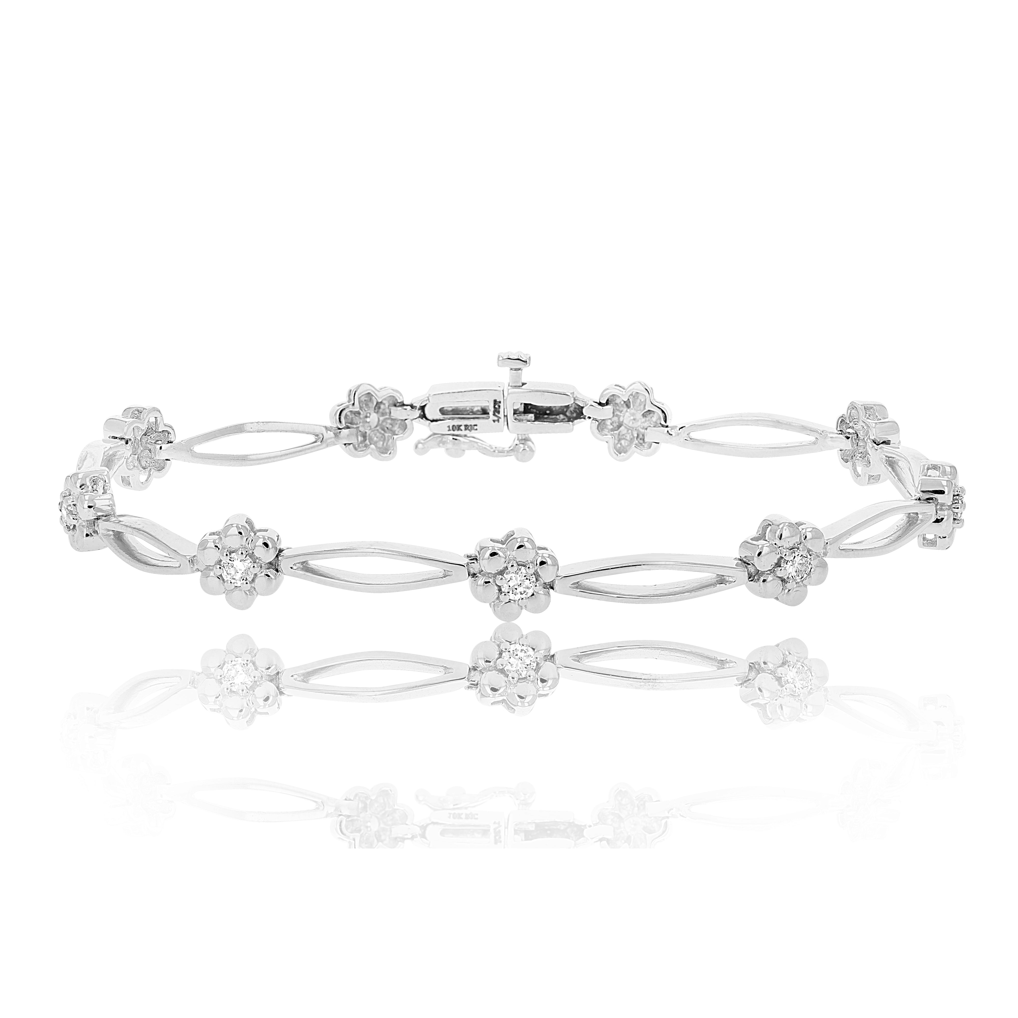 Floral Station Diamond Gold Bracelet