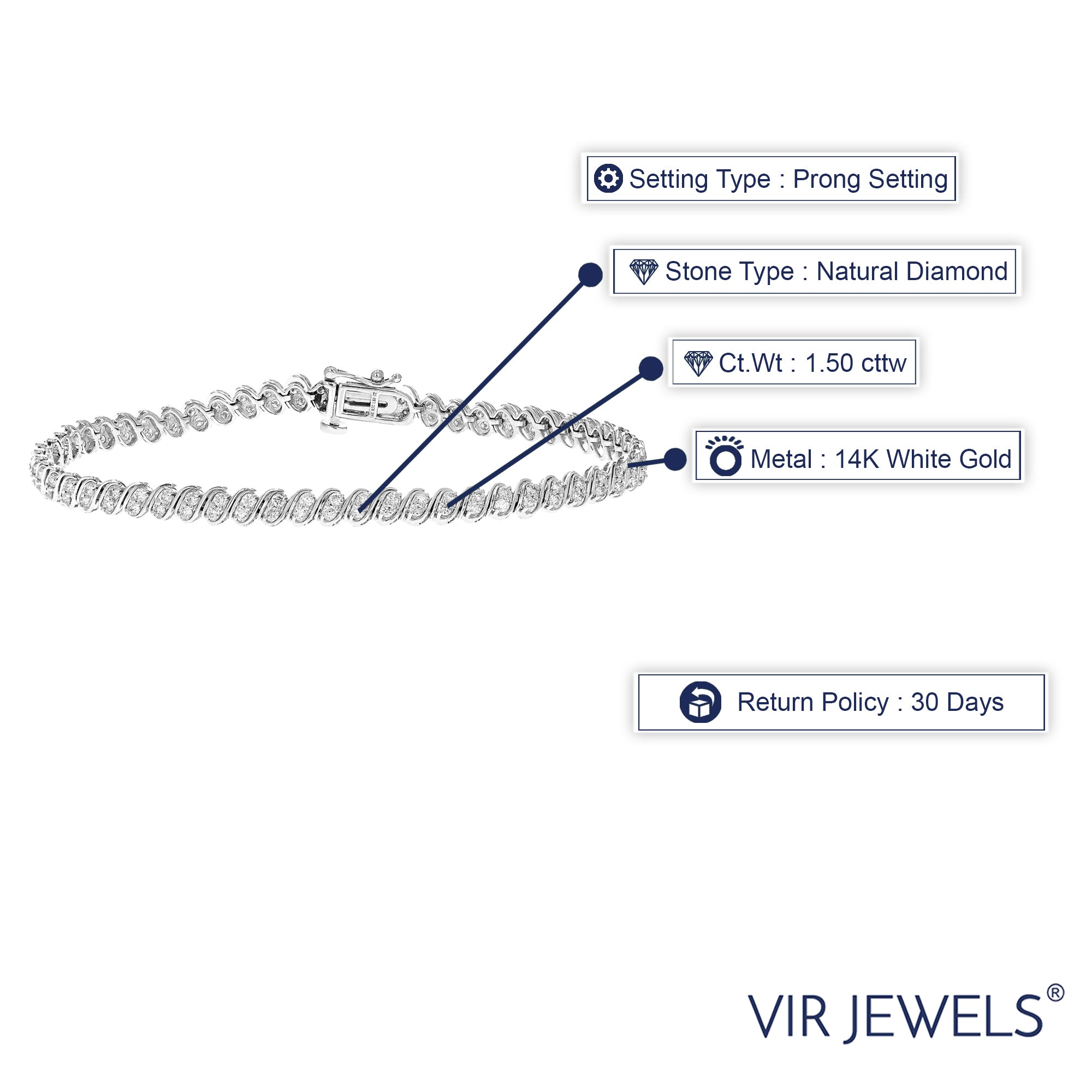 S Oval Link Tennis Bracelet