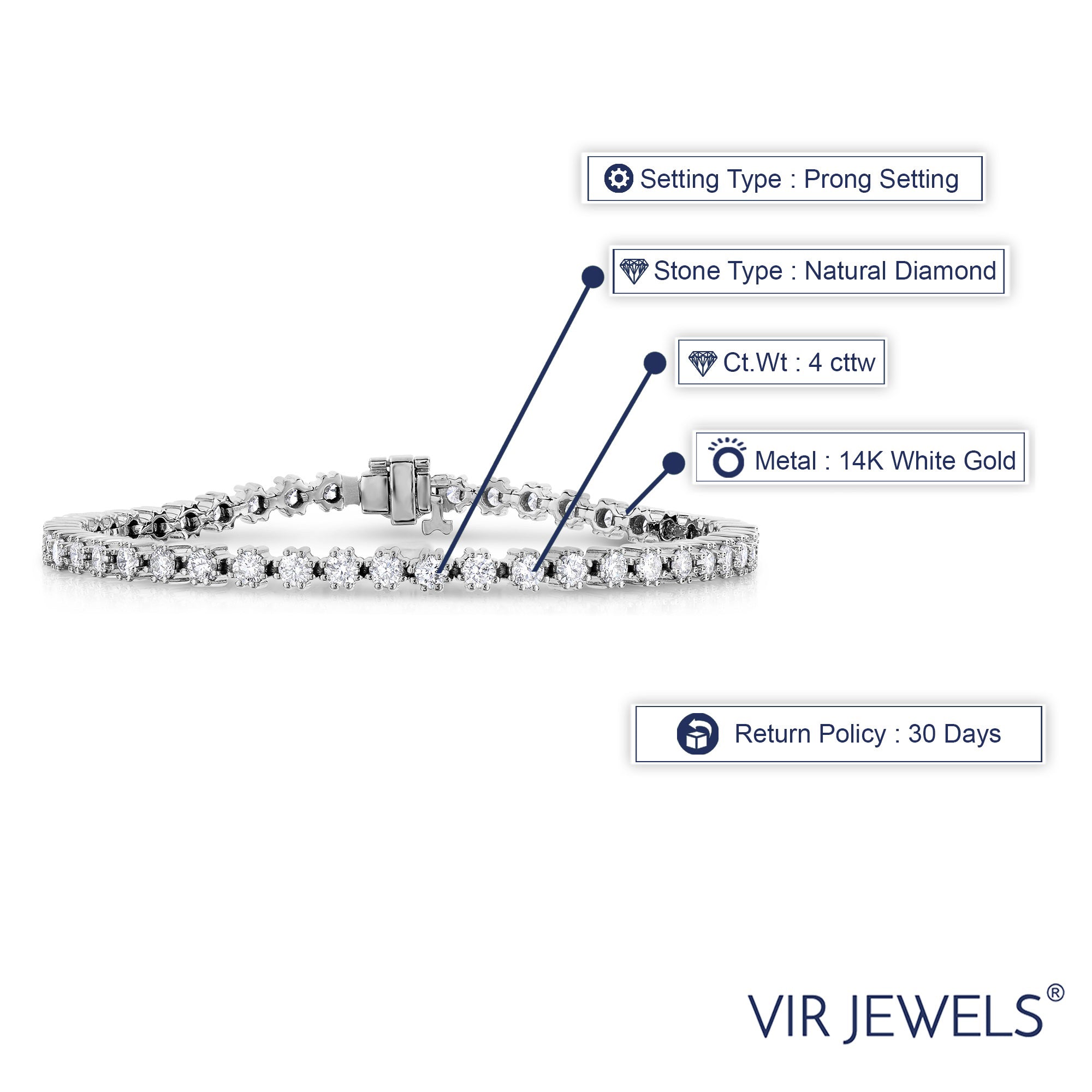 Eight Prong Diamond Bracelet