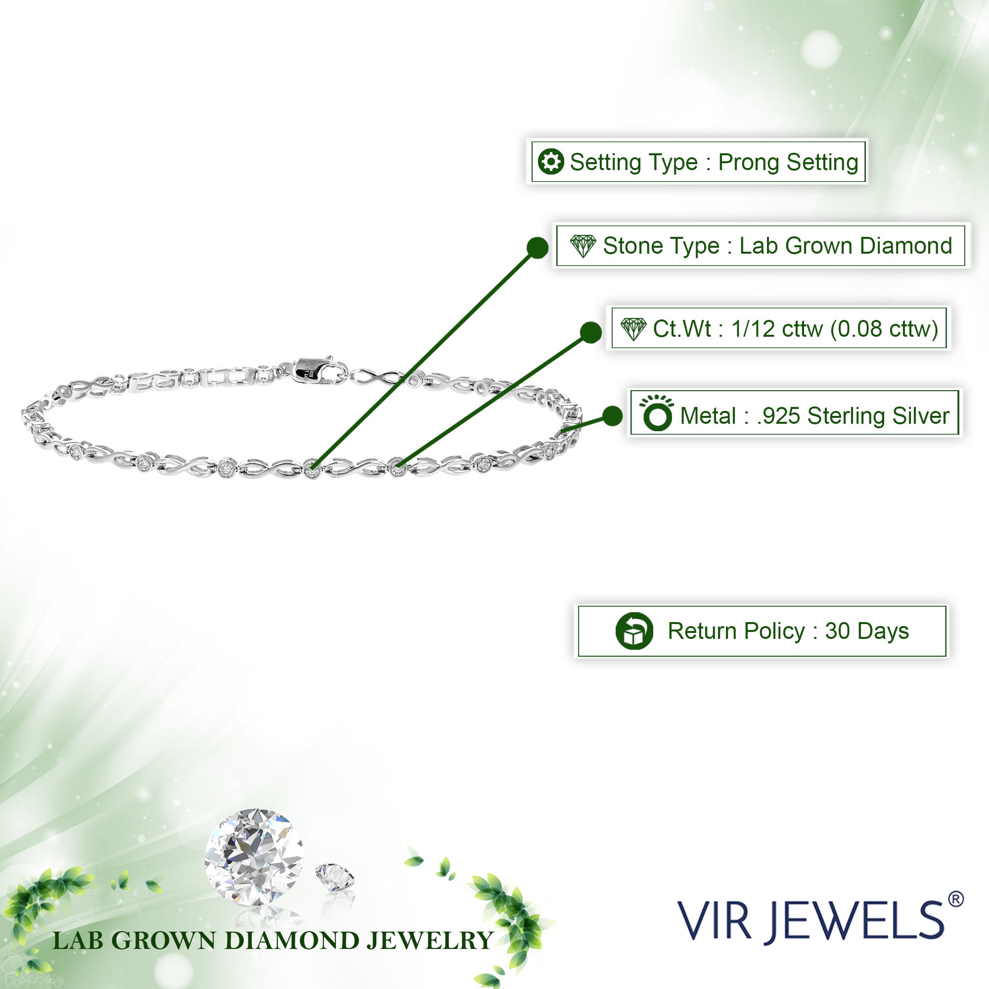 Diamond Infinity Round Station Bracelet