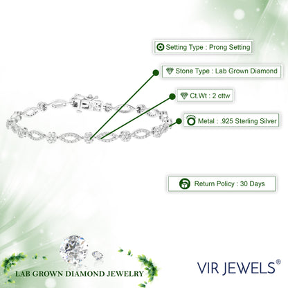 Flower Drop Bead Link Bracelet