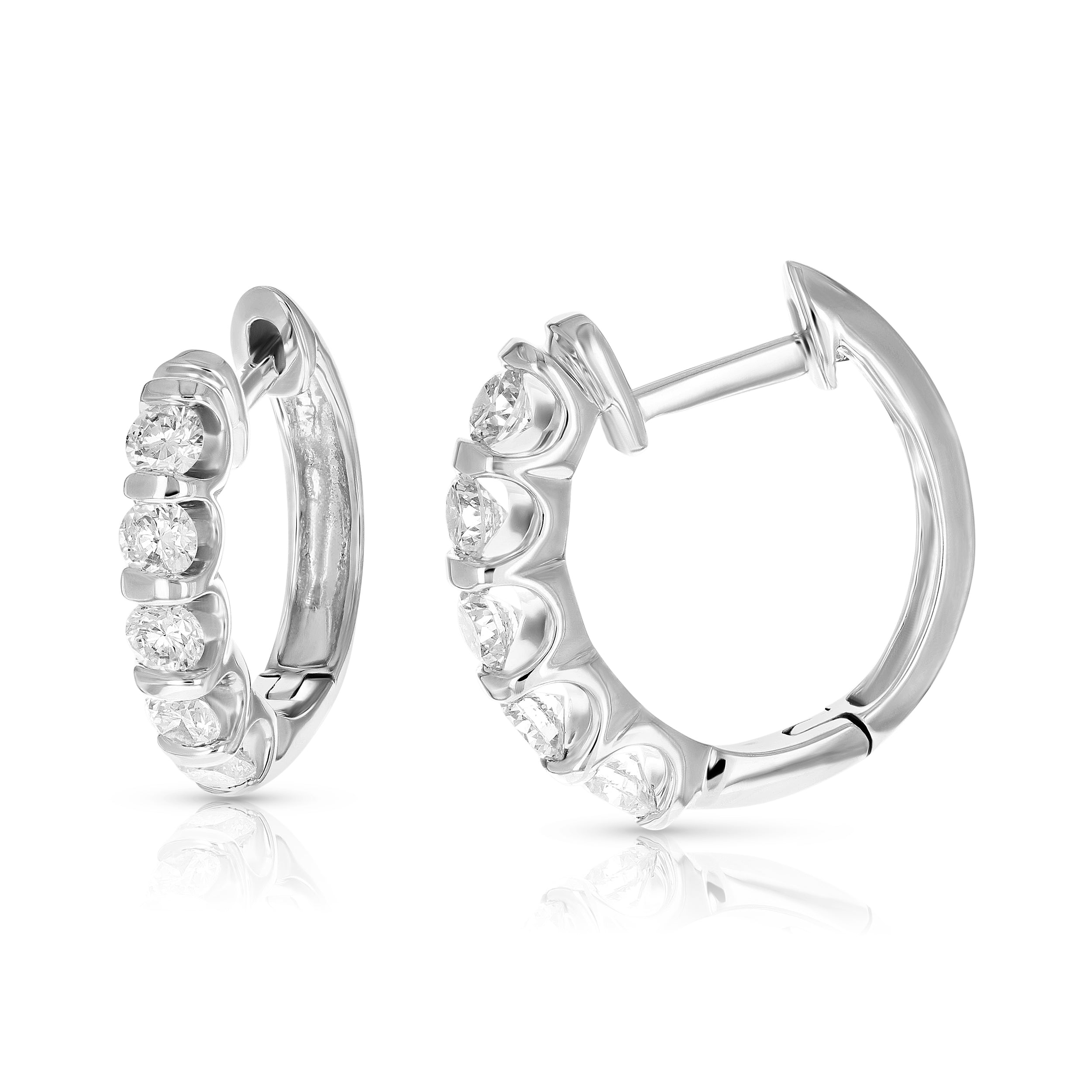 Diamond Section Hoop Earrings