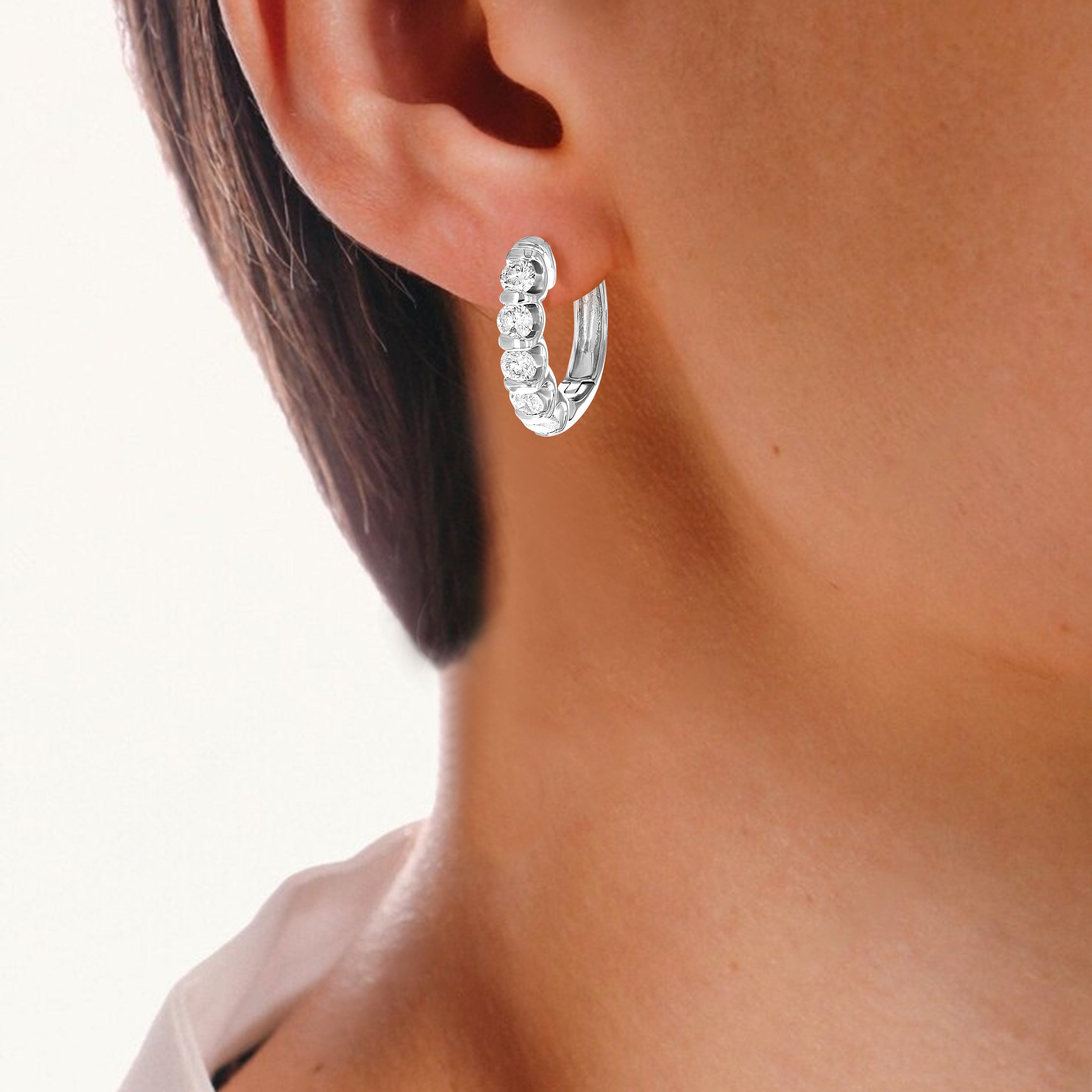 Diamond Prong Hoop Earrings