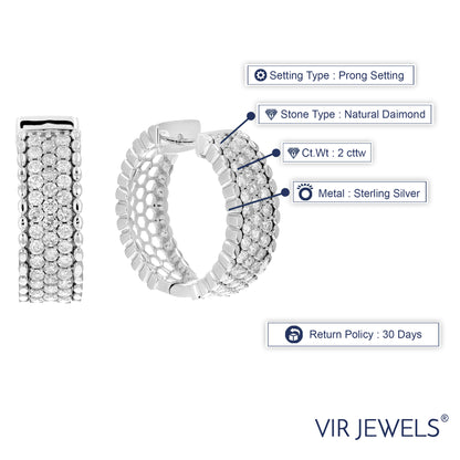 Milgrain Diamond Hoop Earring