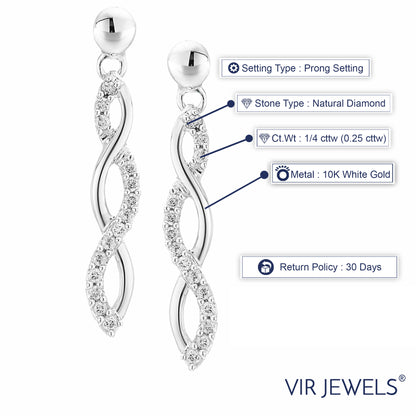 Twisted Infinity Drop Diamond Earrings