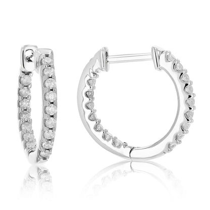 Inside Outside Prong set Hoop Earrings