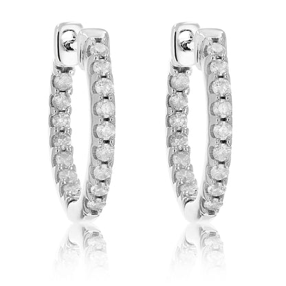 Inside Outside Prong set Hoop Earrings