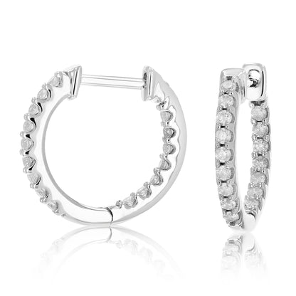 Inside Outside Prong set Hoop Earrings