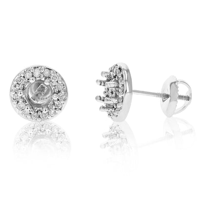 Semi Mount Diamond Stud Earrings