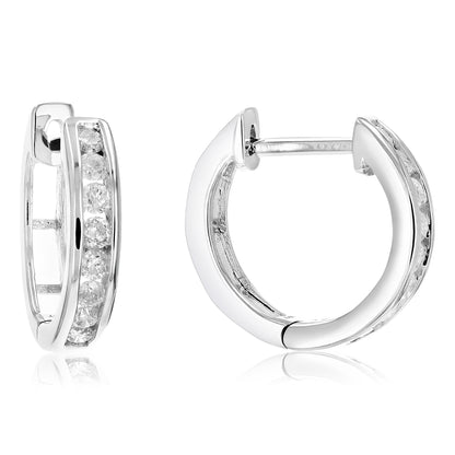 Channel Hoop Diamond Earrings