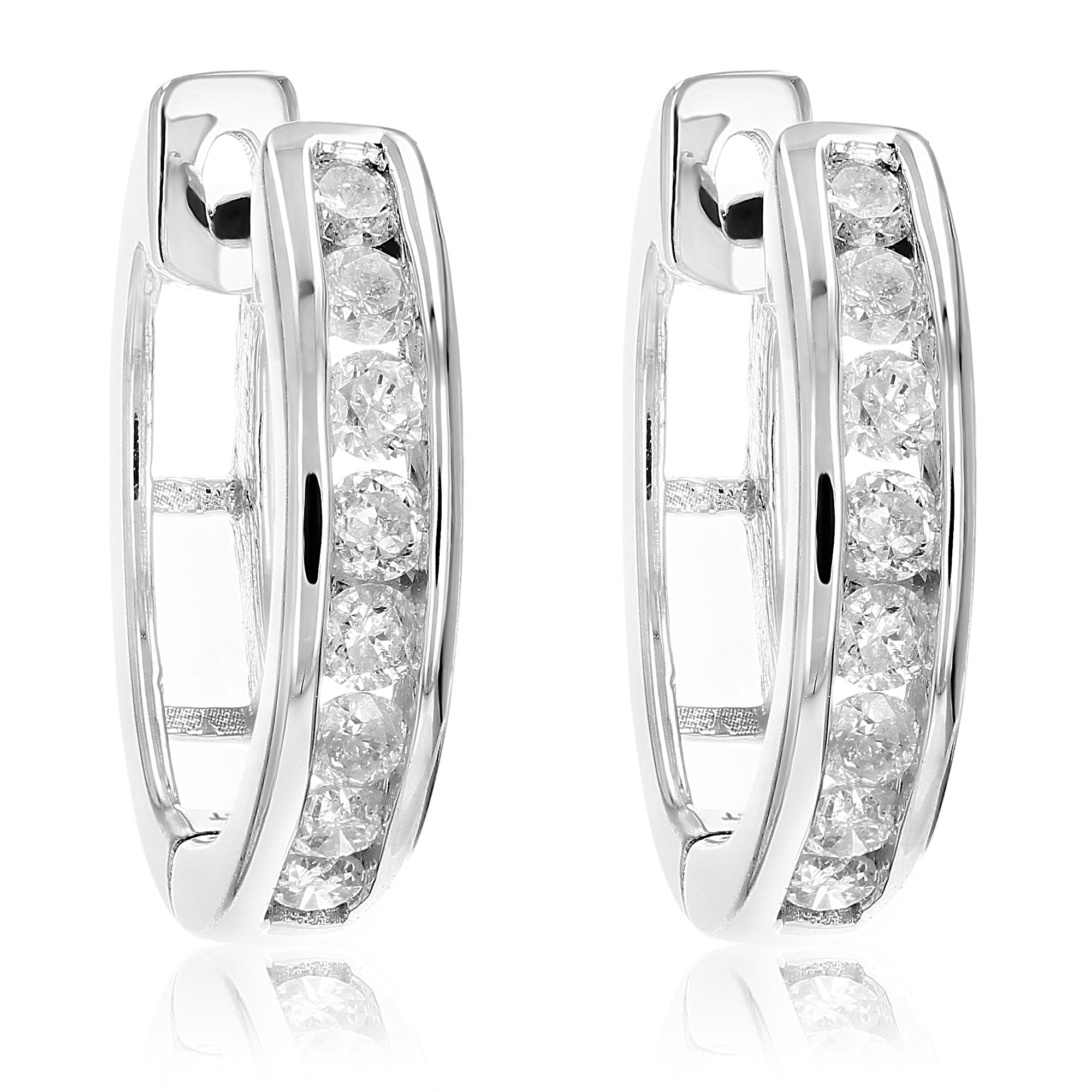 Channel Hoop Diamond Earrings