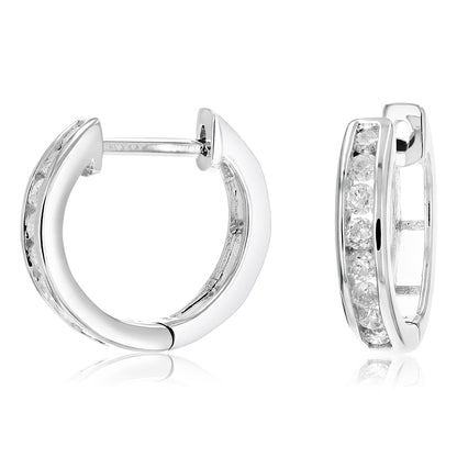 Channel Hoop Diamond Earrings