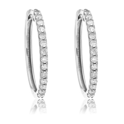 Pave Diamond Hoop Earrings